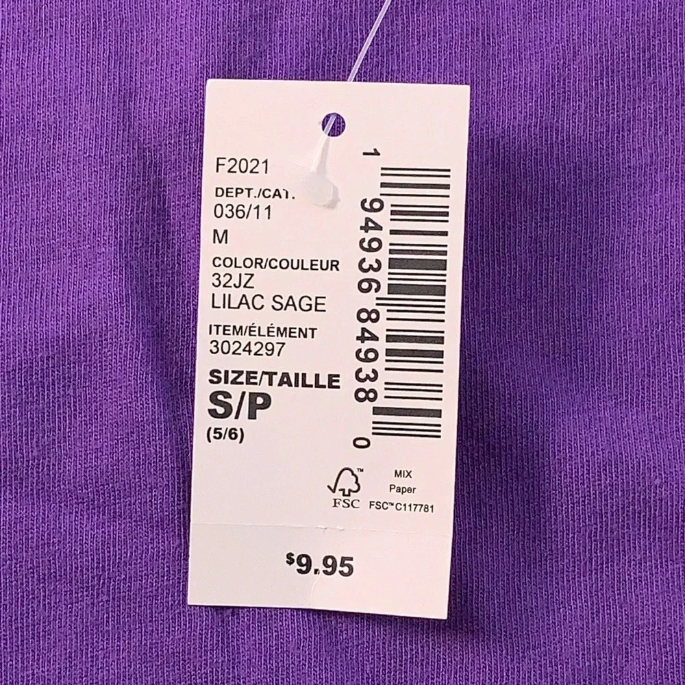 The Children's Place Girls Size Small 5/6 Purple White Basic Layering Tees NWT